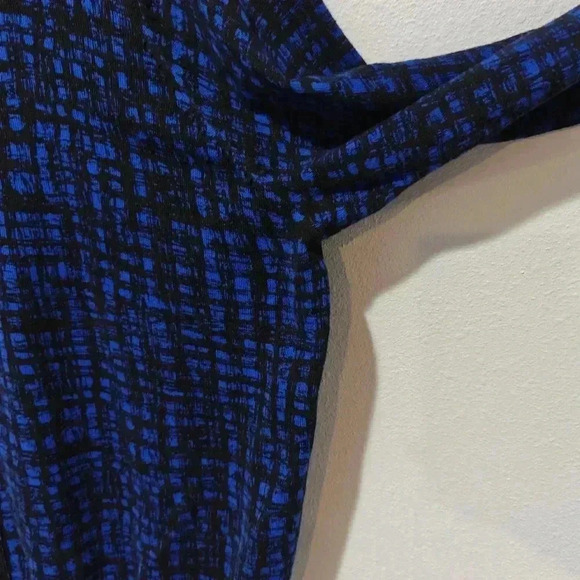 Michael Kors Cardigan 2X Abstract Plaid Button Down Sweater Royal Blue 3/4 Sleev - Picture 5 of 10